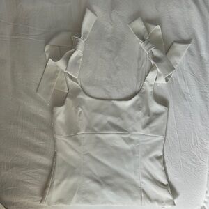 Zara White Bow Accent Blouse